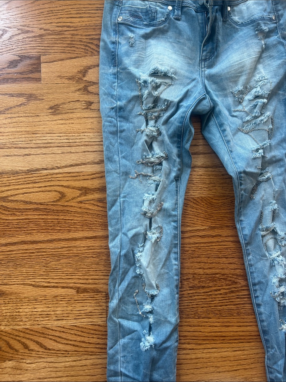 Bebe Silver Chain Jeans (See measurements) - Picture 2 of 12